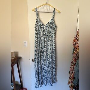 LuLu’s My Favorite Navy Blue Floral Print Off-the-Shoulder Dress